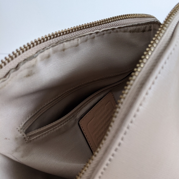 Coach Genuine Leather Cora Dome Satchel Top Handle Zippered Taupe Beige - Picture 15 of 15